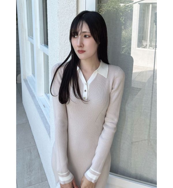 MERCURYDUO「バイカラースキッパーニットワンピース」|ワンピース|