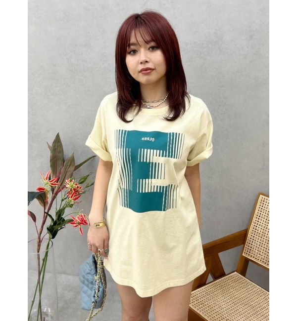 EVRIS「フロントロゴオーバーサイズTシャツ」|Tシャツ・カットソー|イエロー