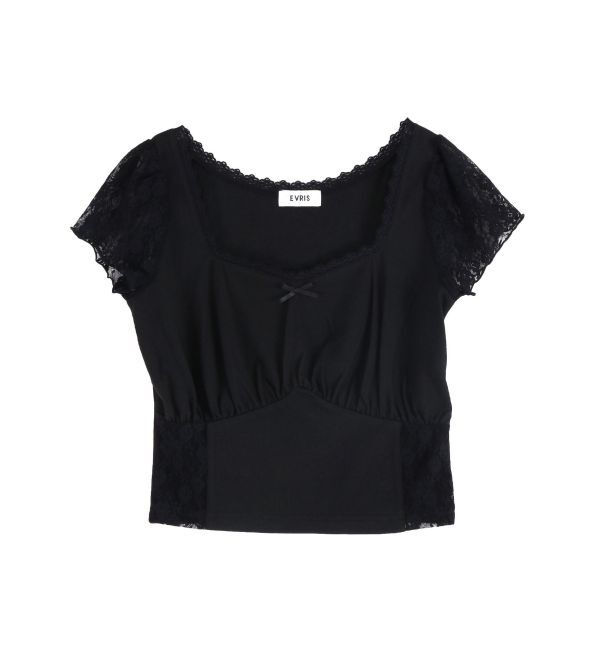 EVRIS「レースドッキングクロップドトップス」|Tシャツ・カットソー|