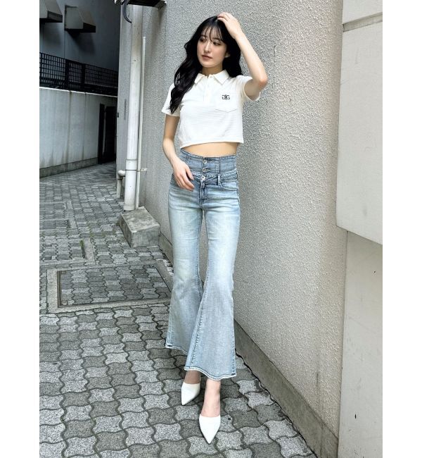 GYDA「Symmetry GYDA ラメembroideryポロトップス」|ポロシャツ|