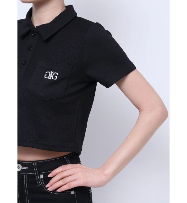 GYDA「Symmetry GYDA ラメembroideryポロトップス」|ポロシャツ|