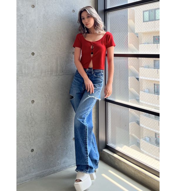 GYDA「フロントホールカットトップス」|Tシャツ・カットソー|