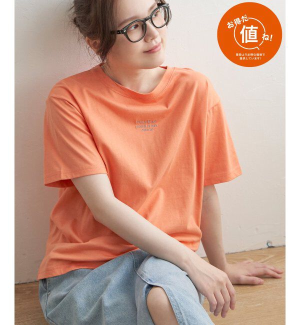 Lbc with Life「ミニロゴ刺繍Tシャツ」|Tシャツ・カットソー|オレンジ