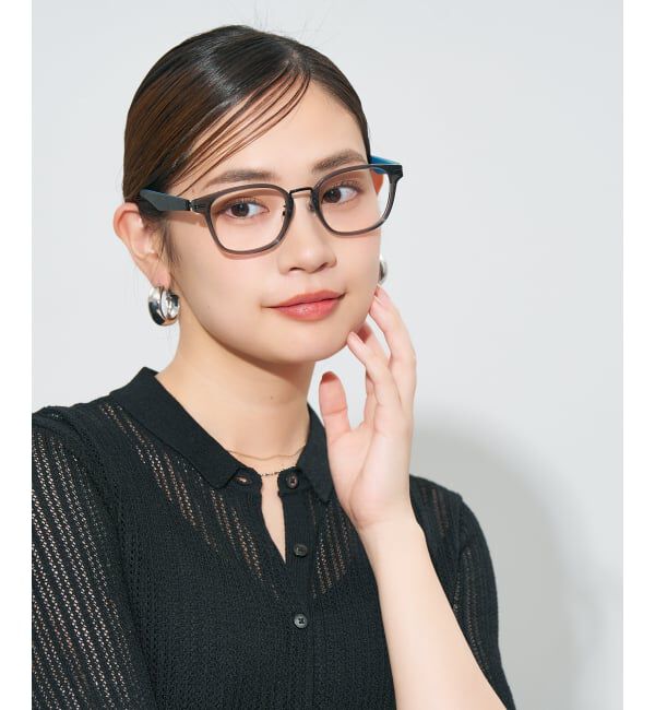  「 ウェリントン型 メガネ | レザー調、ラバーテンプル Zoff  レンズ交換券付 レンズ交換券付」|メガネ|
