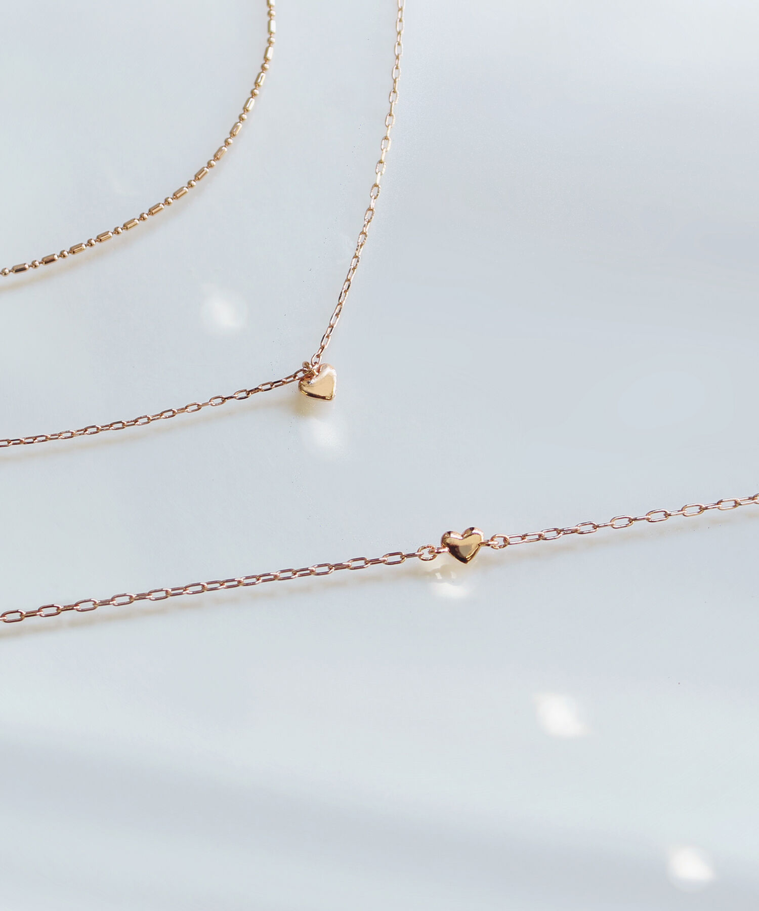 Phoebe「【金属アレルギー対応】2setスウィートハートネックレス　シャンパンゴールド」|ネックレス|