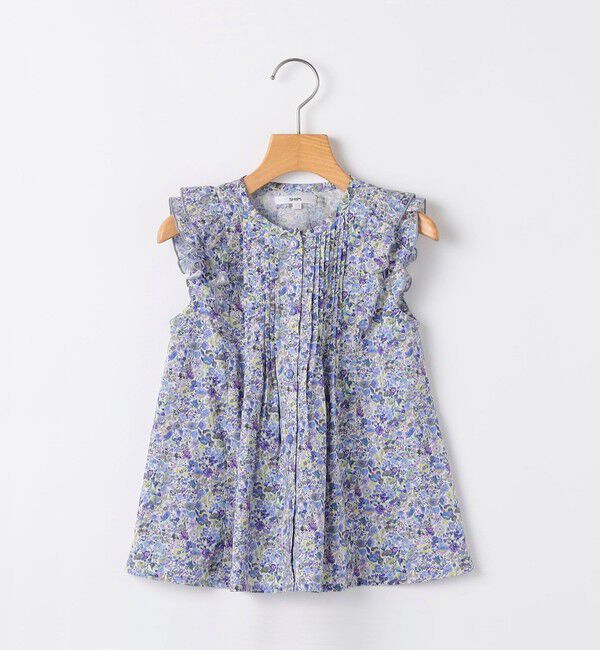 SHIPS KIDS「SHIPS KIDS:80～90cm / リバティ フリル ブラウス」|シャツ・ブラウス|ブルー系