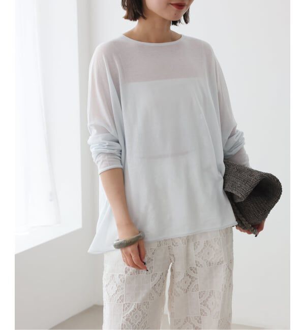 SLOBE IENA「《シリーズあり/追加》コットンシルクビックプルオーバー」|ニット・セーター|サックスブルー