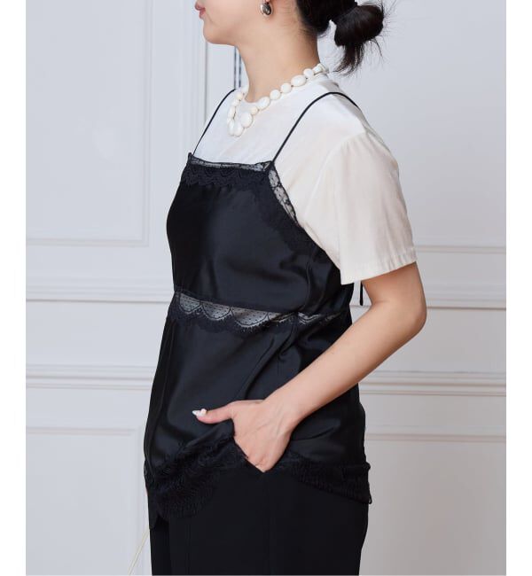 IENA LA BOUCLE「IENA LA BOUCLE サテンレースコンビキャミソール」|キャミソール|