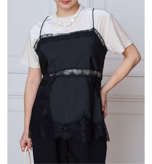 IENA LA BOUCLE「IENA LA BOUCLE サテンレースコンビキャミソール」|キャミソール|