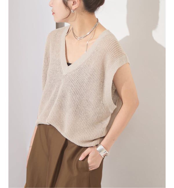 JOURNAL STANDARD「【osedit】WASHABLELINEN Vベスト」|ベスト・ジレ|ベージュ