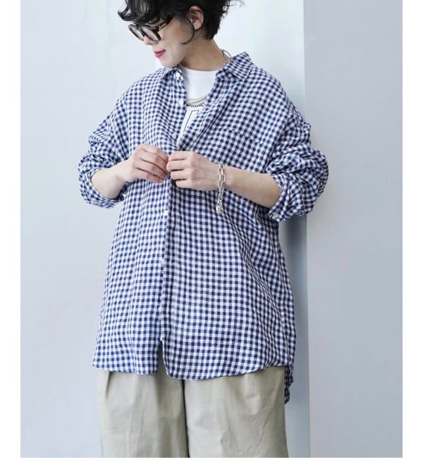 journal standard luxe「Tabbyリネン Plainシャツ」|シャツ・ブラウス|ネイビー