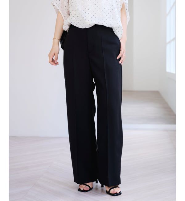 U by SPICK&SPAN「《予約》ツイルイージーパンツ」|スラックス|ブラック