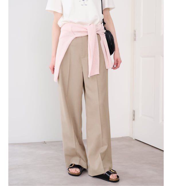 U by SPICK&SPAN「《予約》ツイルイージーパンツ」|スラックス|ベージュ