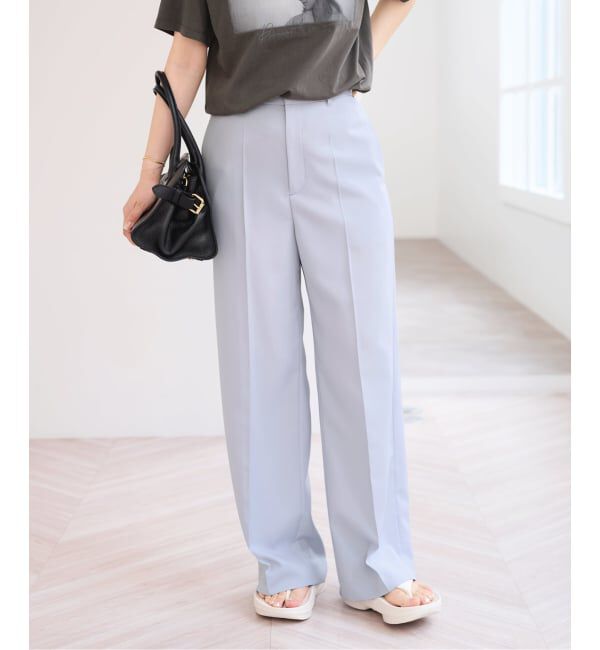 U by SPICK&SPAN「《予約》ツイルイージーパンツ」|スラックス|サックスブルー