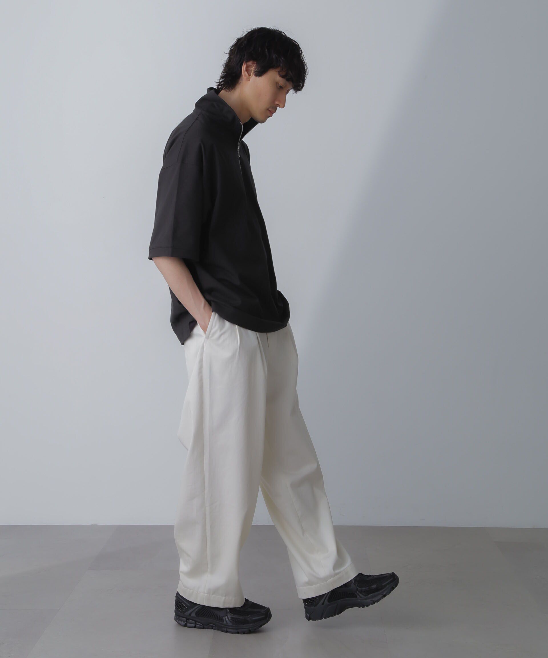 nano･universe「HALF ZIP ワイドシルエット Tシャツ 半袖」|Tシャツ・カットソー|