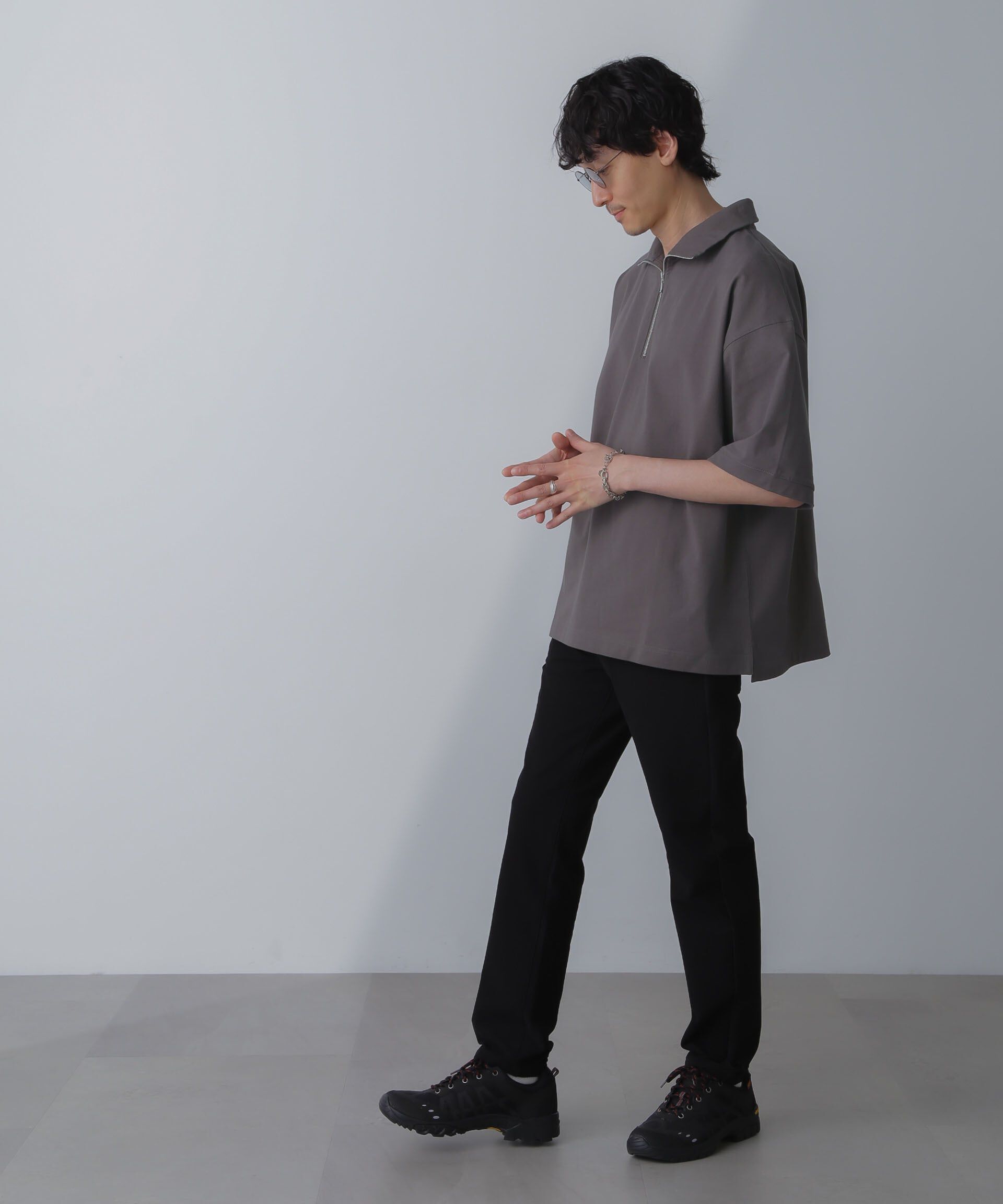 nano･universe「HALF ZIP ワイドシルエット Tシャツ 半袖」|Tシャツ・カットソー|