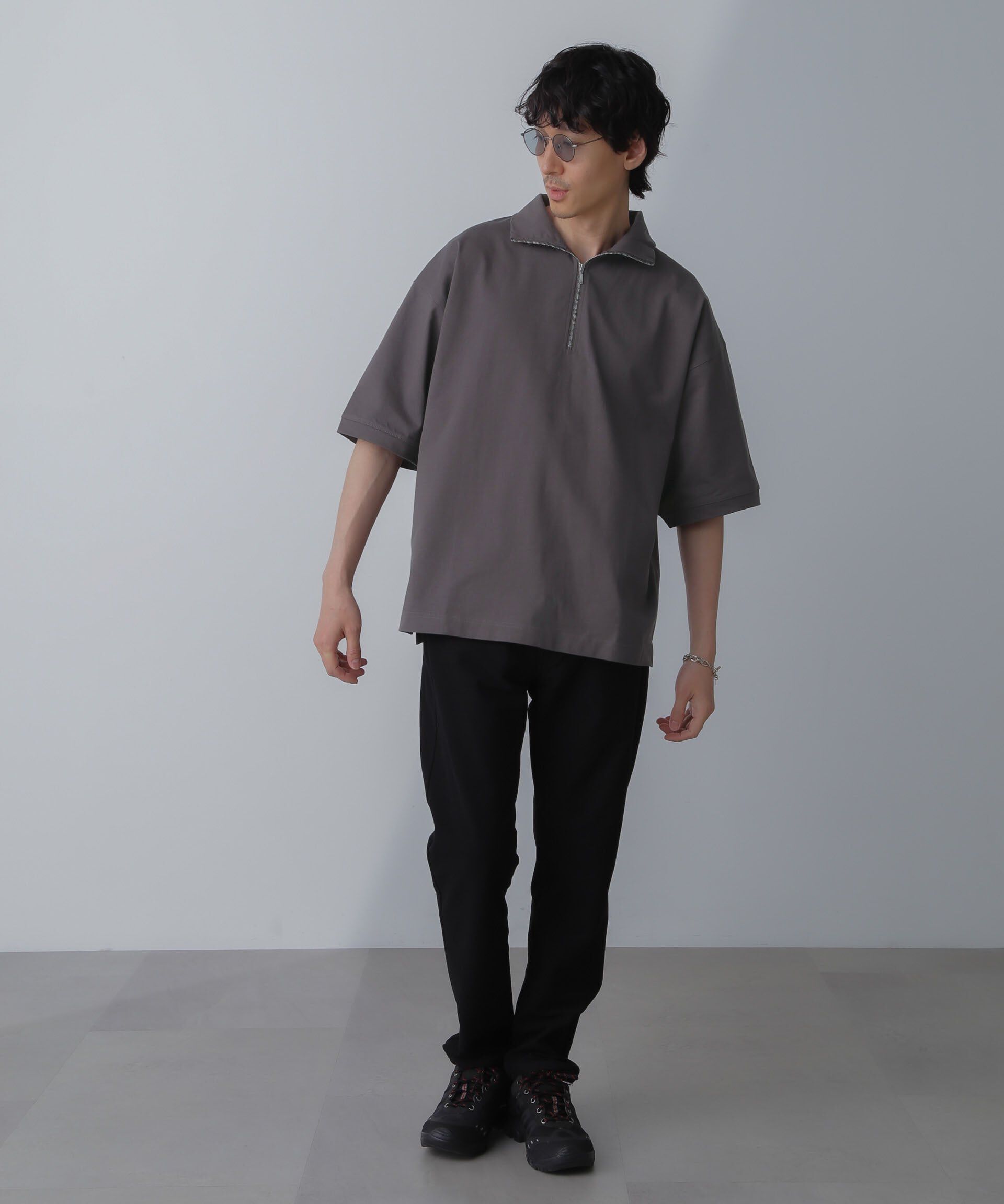 nano･universe「HALF ZIP ワイドシルエット Tシャツ 半袖」|Tシャツ・カットソー|