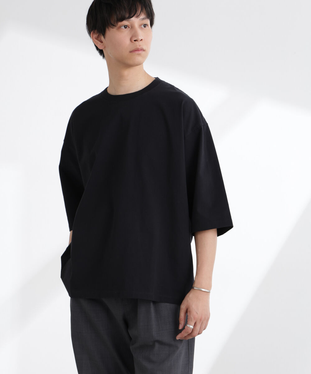 nano･universe「ルーズフィットワイドスリーブTシャツ 7分袖」|Tシャツ・カットソー|ブラック