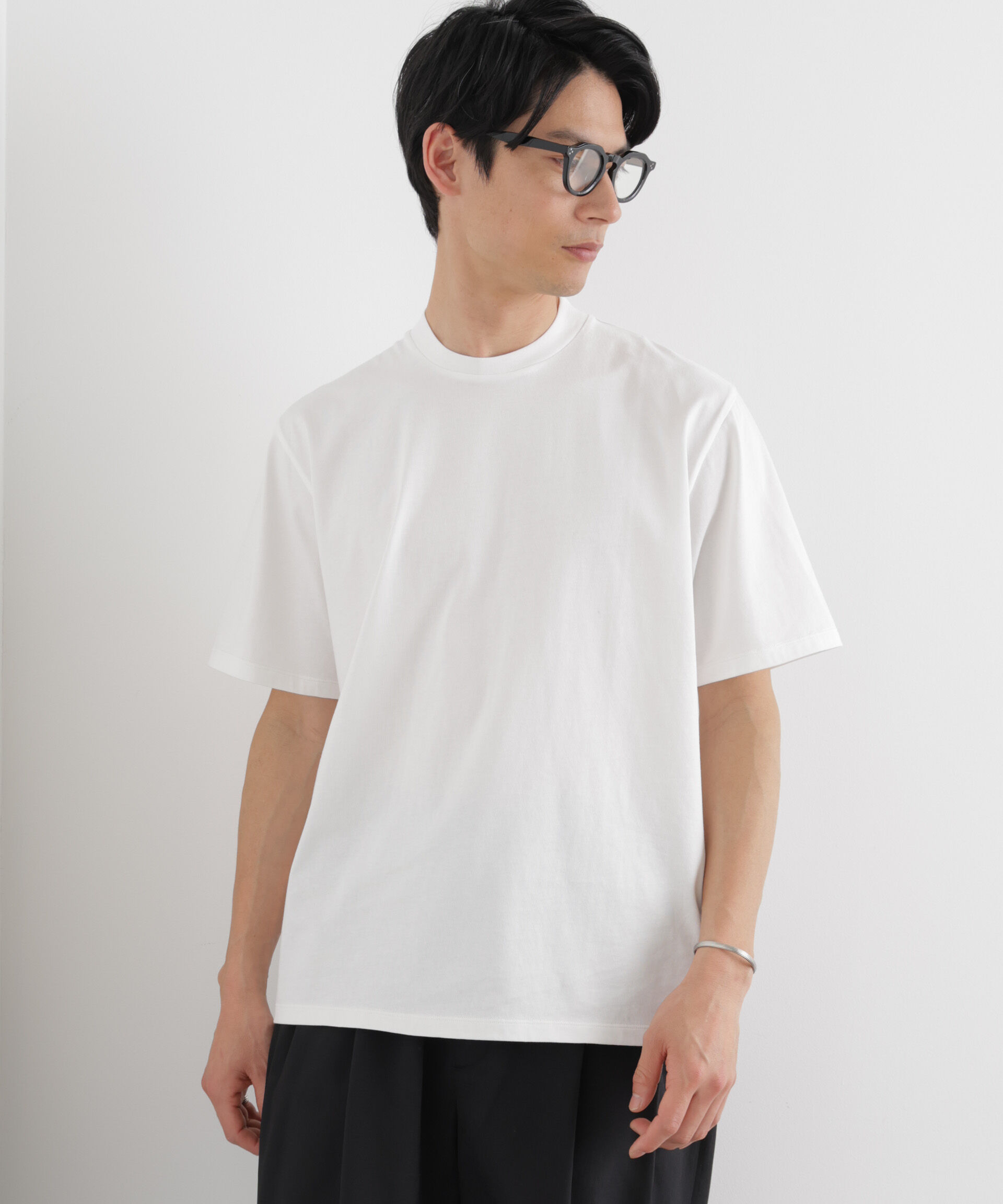 nano･universe「ジャケT(R) クルーネック 半袖」|Tシャツ・カットソー|ホワイト