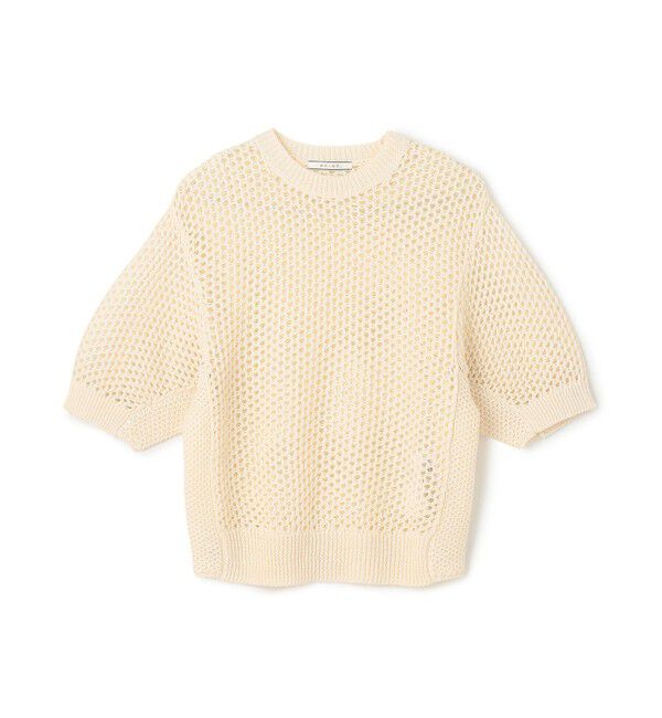 BEIGE,「【洗える】ALOE / コットンメッシュ半袖クルーネックニット」|ニット・セーター|
