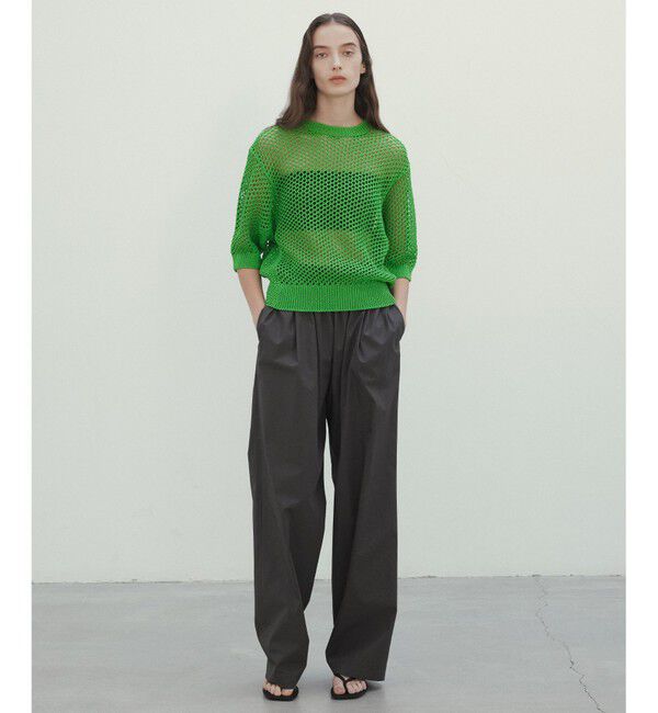 BEIGE,「【洗える】ALOE / コットンメッシュ半袖クルーネックニット」|ニット・セーター|