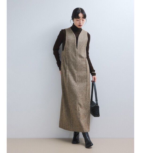 ADAM ET ROPE'「【WEB限定】ストレートセミツイードワンピース」|ワンピース|
