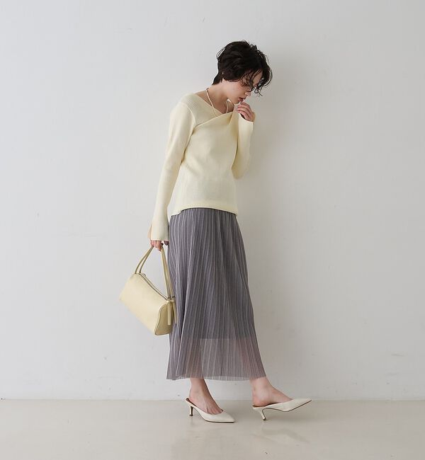 Rouge vif「【一部店舗限定】ドレープスリットスリーブリブニット」|ニット・セーター|