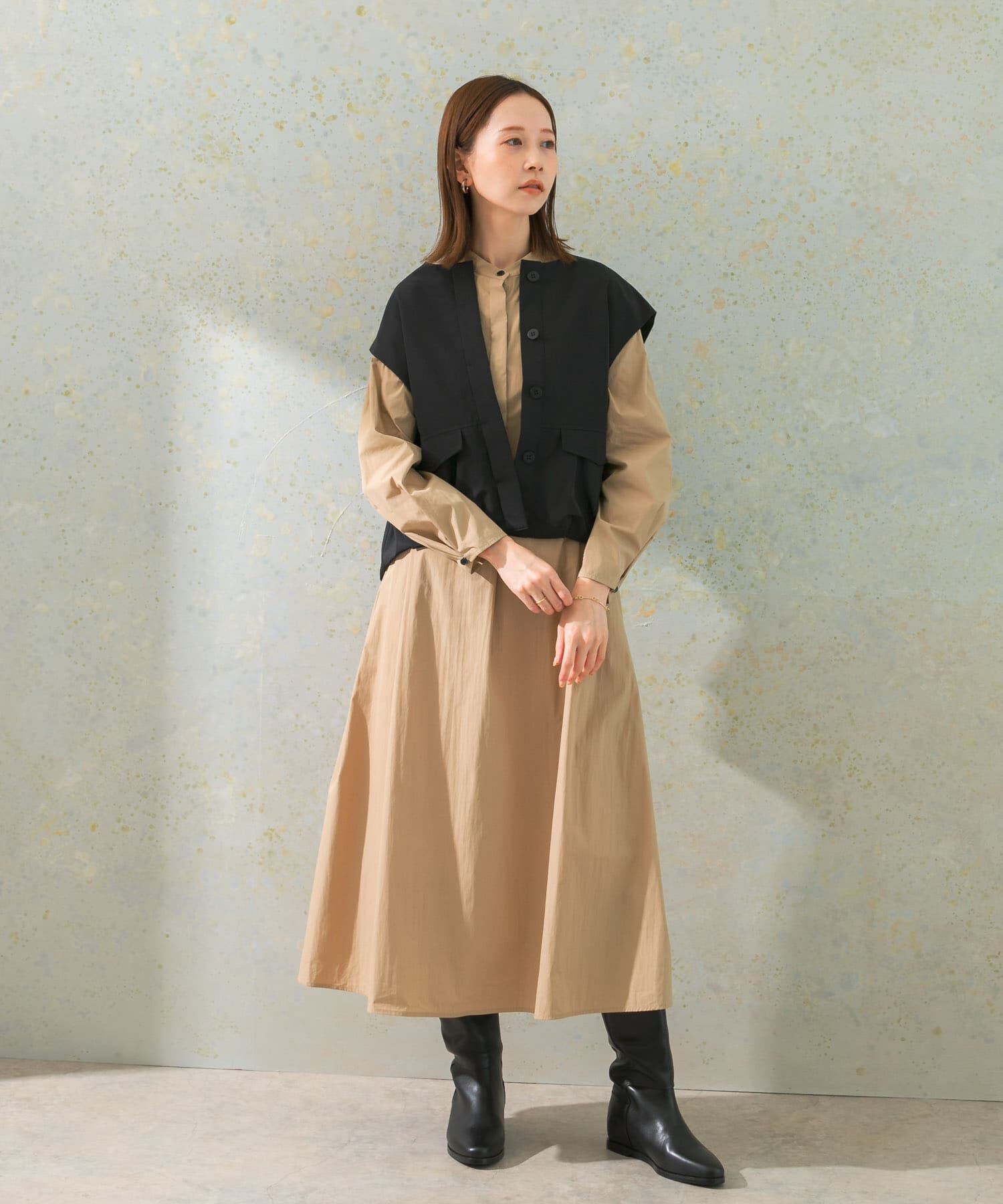 URBAN RESEARCH ROSSO「ハイネックサイドベルトシャツワンピース」|ワンピース|