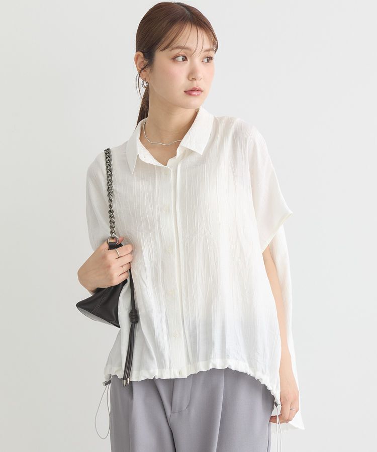 earth music&ecology「【接触冷感】裾ドロストフレンチスリーブシャツ」|シャツ・ブラウス|Off White