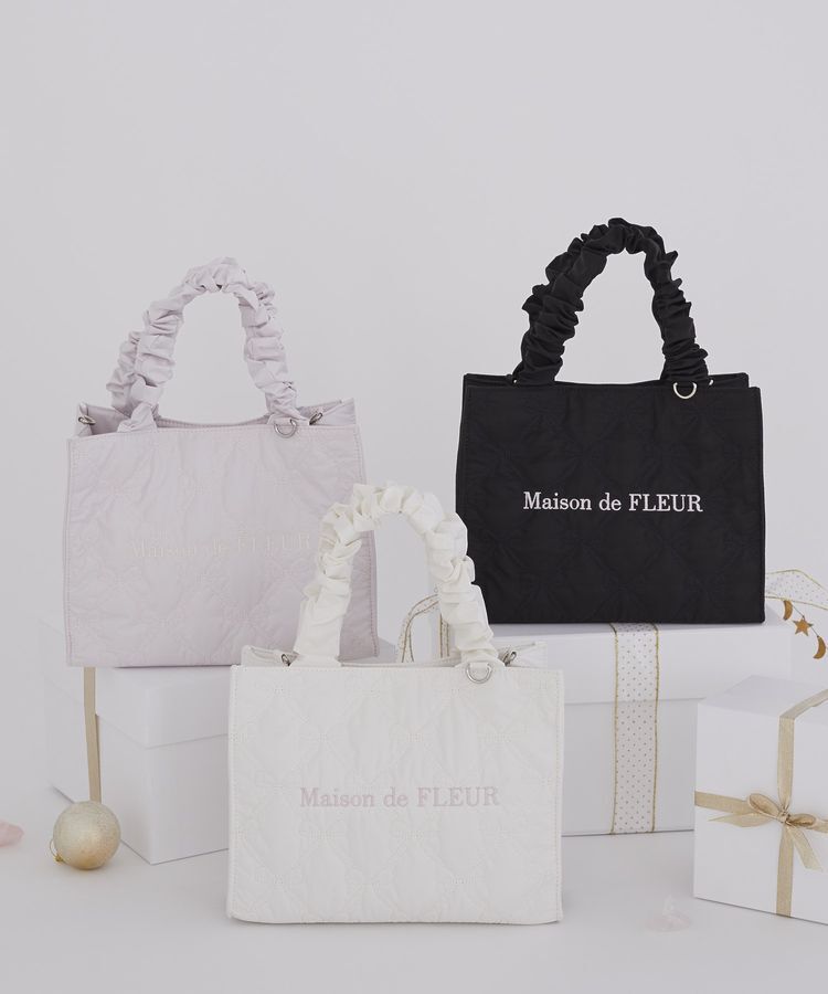 Maison de FLEUR「ギャザーハンドル2Wayリボンキルティングトート」|ハンドバッグ|