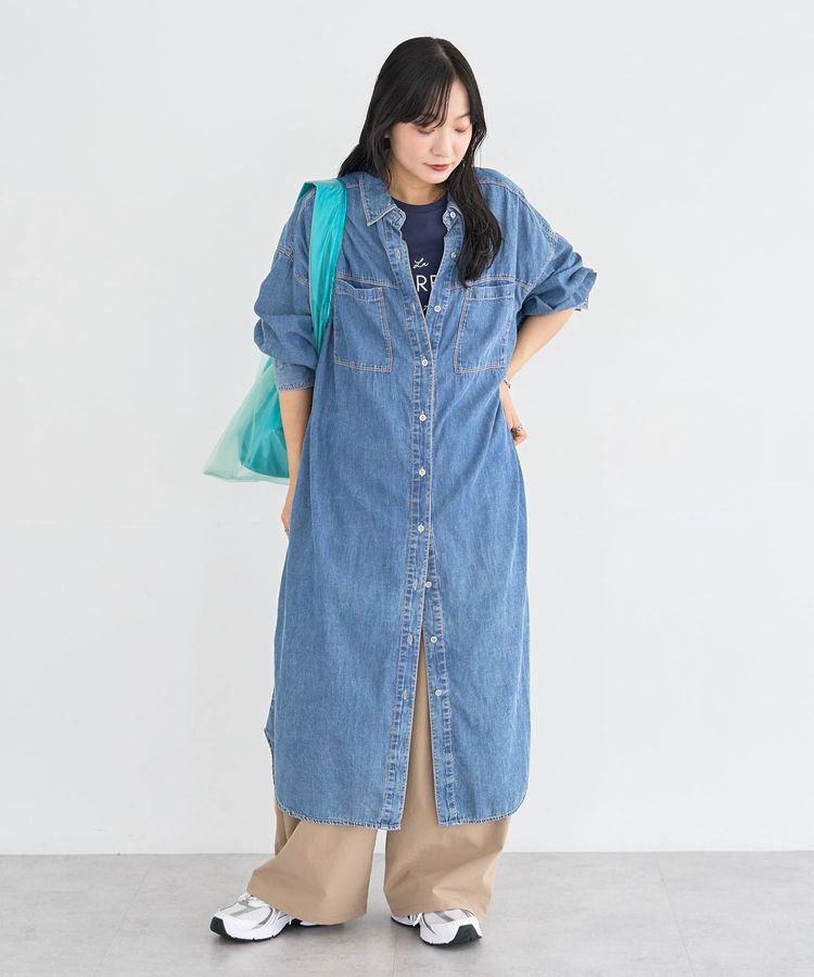 Green Parks「シアーデニムシャツワンピース」|ワンピース|