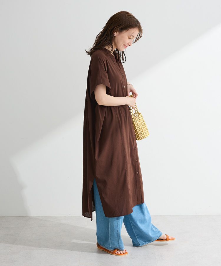 Green Parks「半袖シアースキッパーシャツワンピース」|ワンピース|