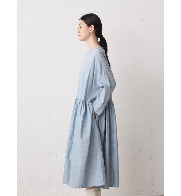 MidiUmi「MidiUmi シャンブレーギャザーワンピース」|ワンピース|