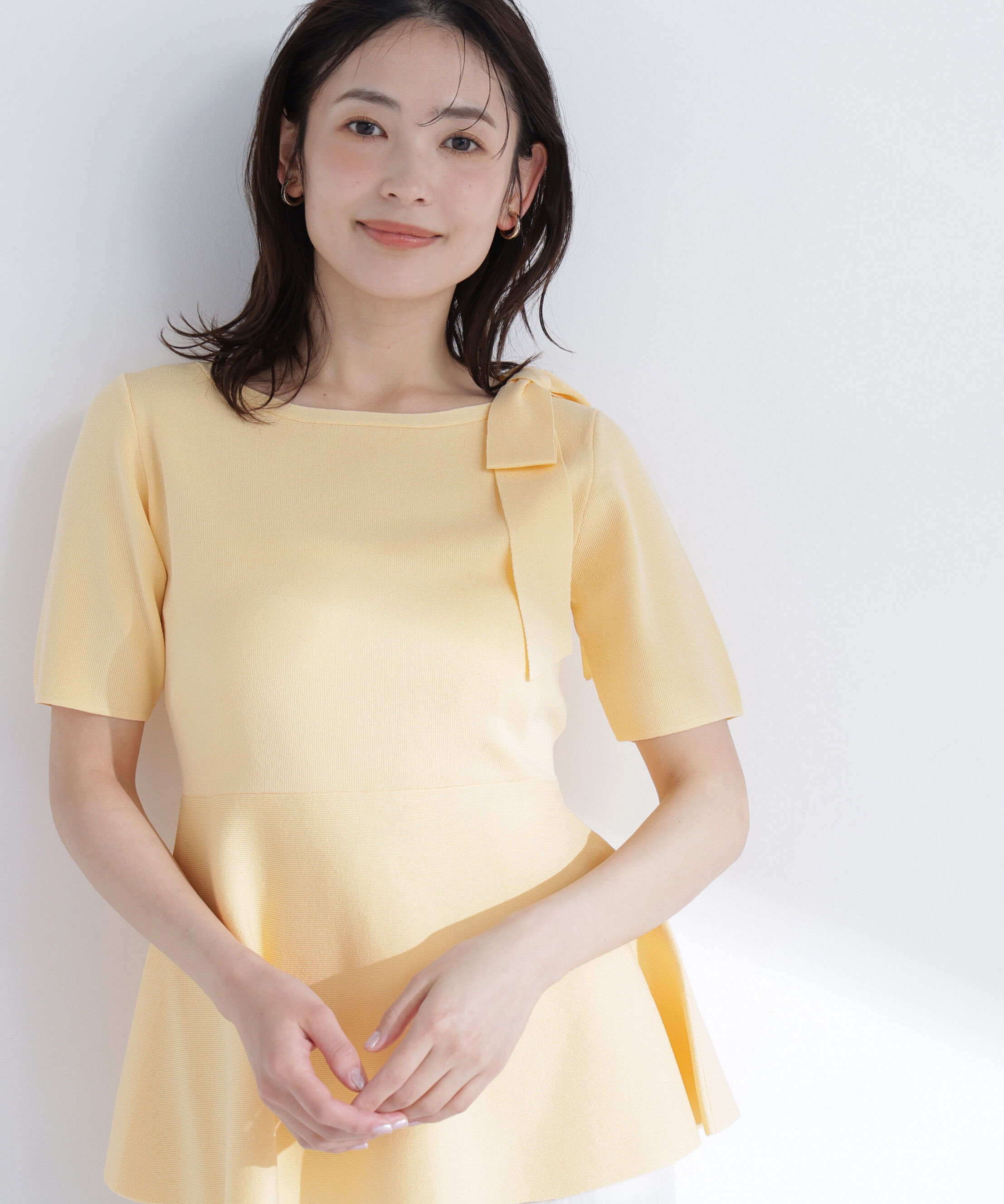  「サイドリボンペプラムニット」|ニット・セーター|
