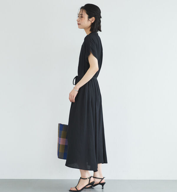 Doux archives「ウォッシャブルリネンライクバンドカラーシャツワンピーズ」|ワンピース|