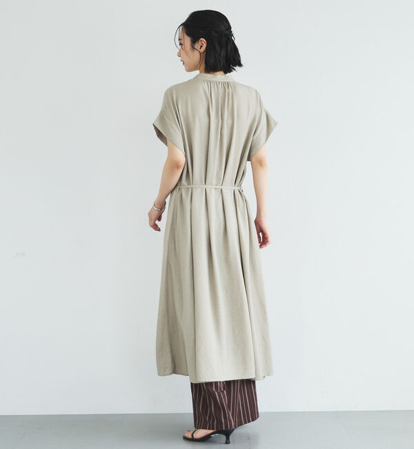 Doux archives「ウォッシャブルリネンライクバンドカラーシャツワンピーズ」|ワンピース|