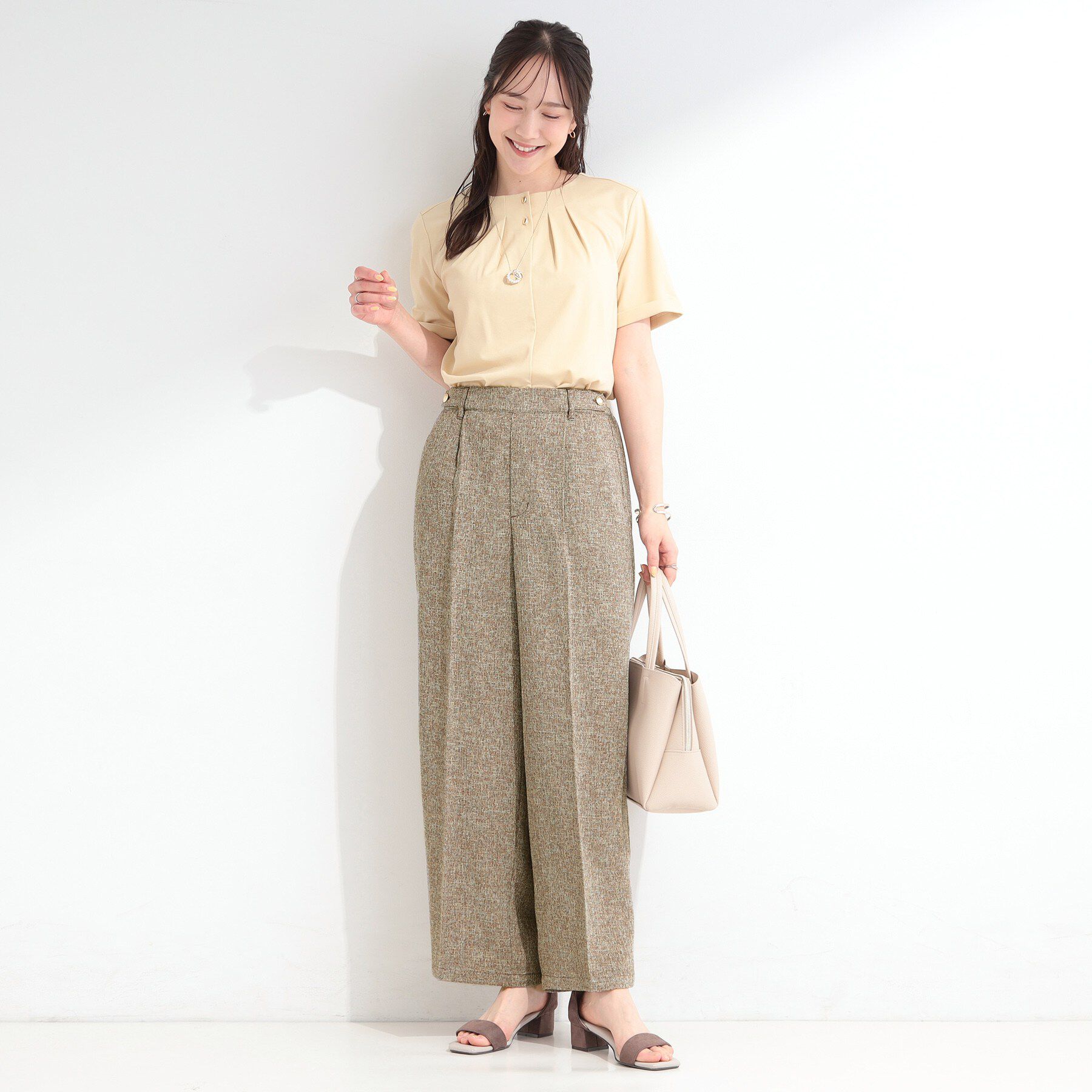 SHOO･LA･RUE「【S-LL】お仕事にも、休日にも サマーツイード風ワイドパンツ」|その他|