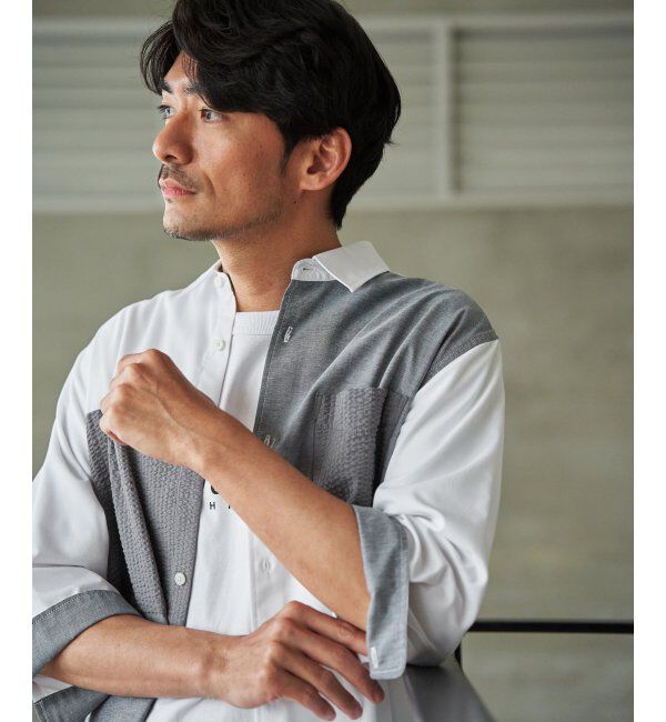 ikka「7分袖冷感ブロックスシャツ」|シャツ・ブラウス|