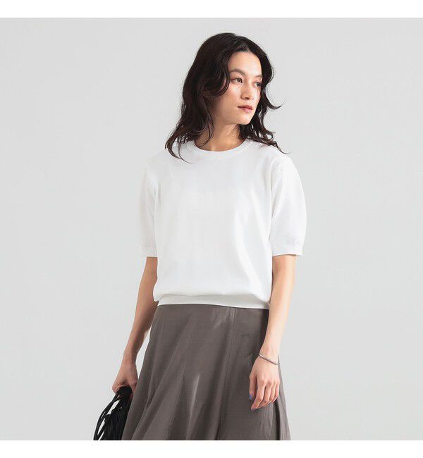 Demi-Luxe BEAMS 「SLOANE / 18ゲージ 天竺 クルーネック ショートスリーブ ニット」|ニット・セーター|