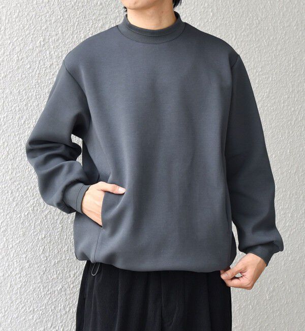 SHIPS any「SHIPS any: クリア ダンボール セミモックネック カットソー (セットアップ対応)◇」|Tシャツ・カットソー|チャコールグレー