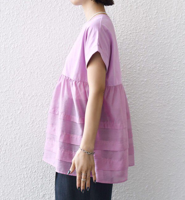 SHIPS for women「【WEB限定】〈手洗い可能〉布帛 コンビ ペプラム TEE」|Tシャツ・カットソー|