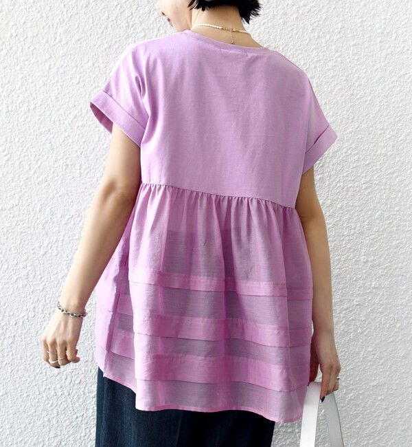 SHIPS for women「【WEB限定】〈手洗い可能〉布帛 コンビ ペプラム TEE」|Tシャツ・カットソー|
