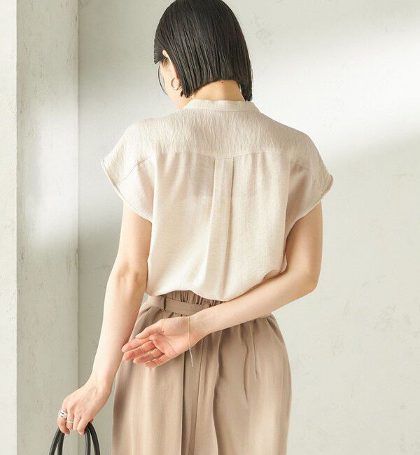 SHIPS for women「《予約》〈接触冷感/手洗い可能〉Jupiter 麻混 フリル ブラウス」|シャツ・ブラウス|
