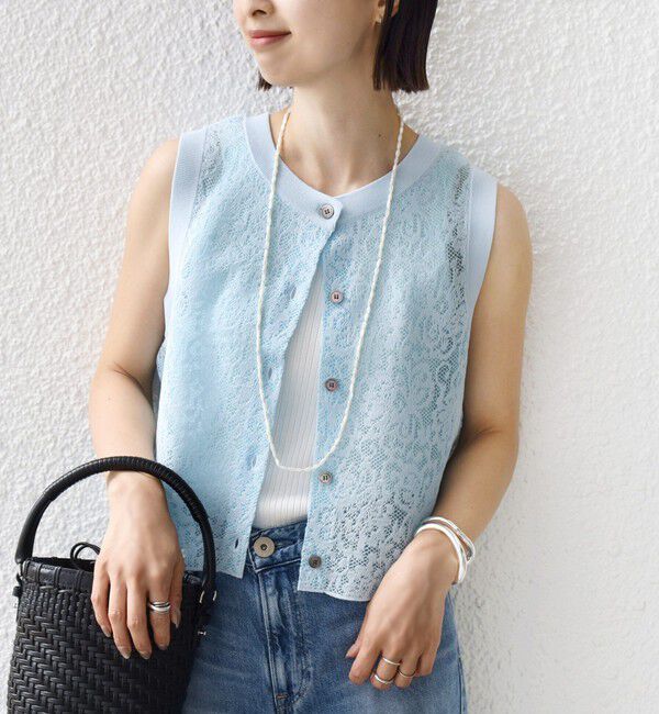 SHIPS for women「《予約》〈手洗い可能〉レース ジャカード 2WAY ノースリーブ カットソー」|Tシャツ・カットソー|