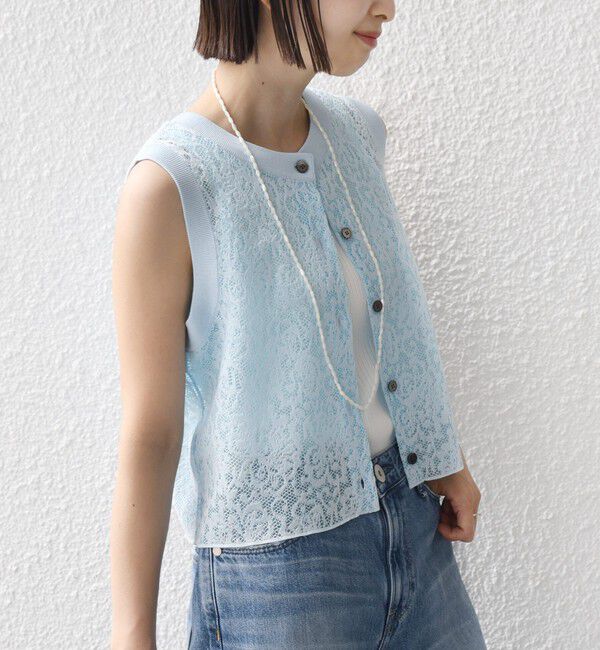 SHIPS for women「《予約》〈手洗い可能〉レース ジャカード 2WAY ノースリーブ カットソー」|Tシャツ・カットソー|