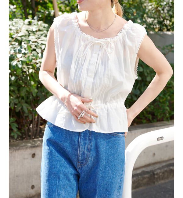 OUTDOOR PRODUCTS Usual Things「≪予約≫ピンタックレースノースリブラウス」|シャツ・ブラウス|