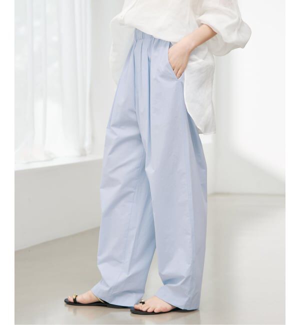 SLOBE IENA「《WEB限定/追加》撥水タフタタックギャザーイージーパンツ」|その他|サックスブルー