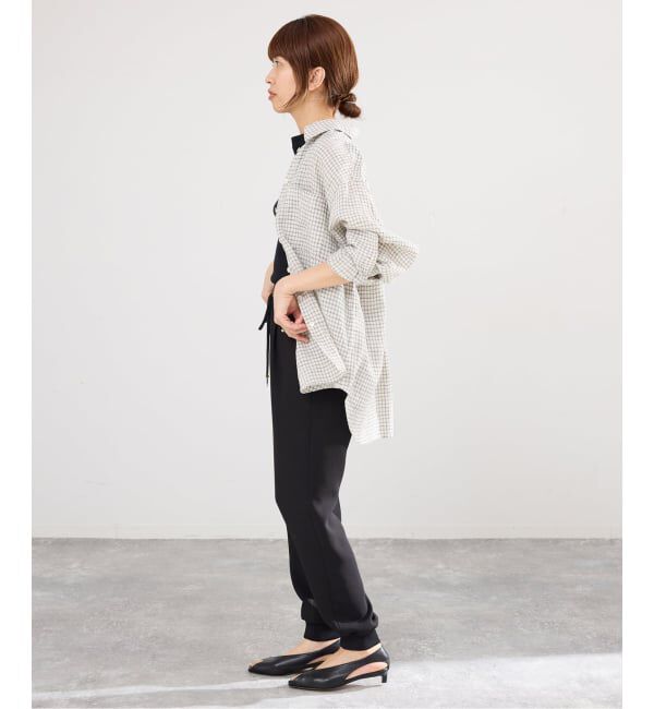 IENA「《セットアップ対応》フレンチリネンチェックレギュラーカラーシャツ」|シャツ・ブラウス|
