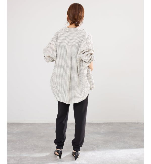 IENA「《セットアップ対応》フレンチリネンチェックレギュラーカラーシャツ」|シャツ・ブラウス|