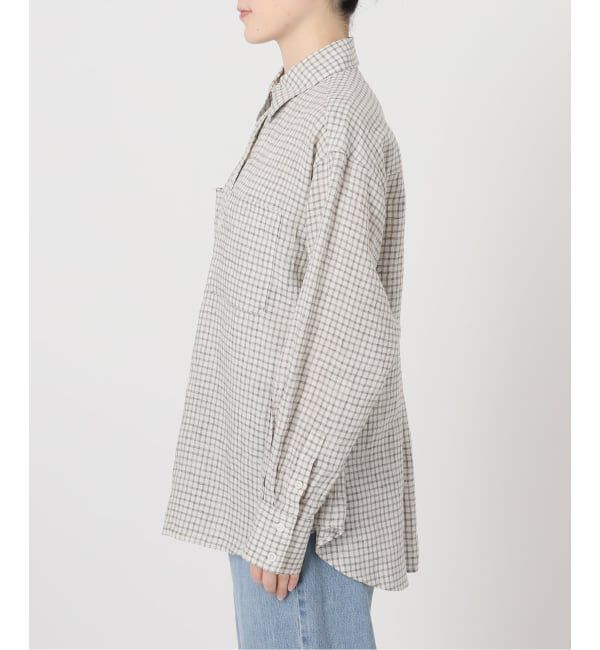 IENA「《セットアップ対応》フレンチリネンチェックレギュラーカラーシャツ」|シャツ・ブラウス|